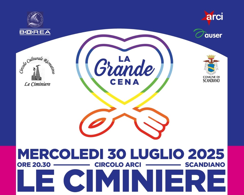 Un'altra Grande Cena! Mercoledi 30 luglio a Le Ciminiere