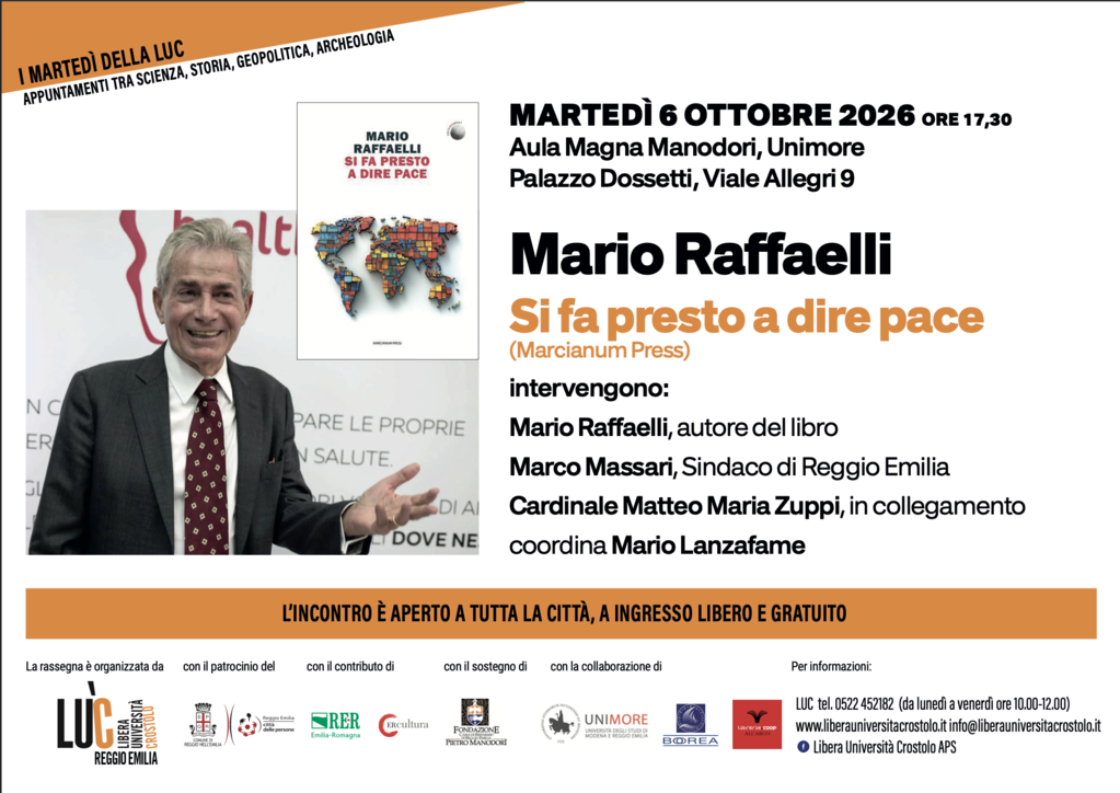 "Si fa presto a dire pace" dell’on. Mario Raffaelli martedi 6 ottobre alle 17.30 all'Università in via Allegri