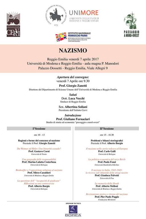 'Nazismo', venerdì 7 aprile nell'Aula Magna dell'università a Reggio Emilia